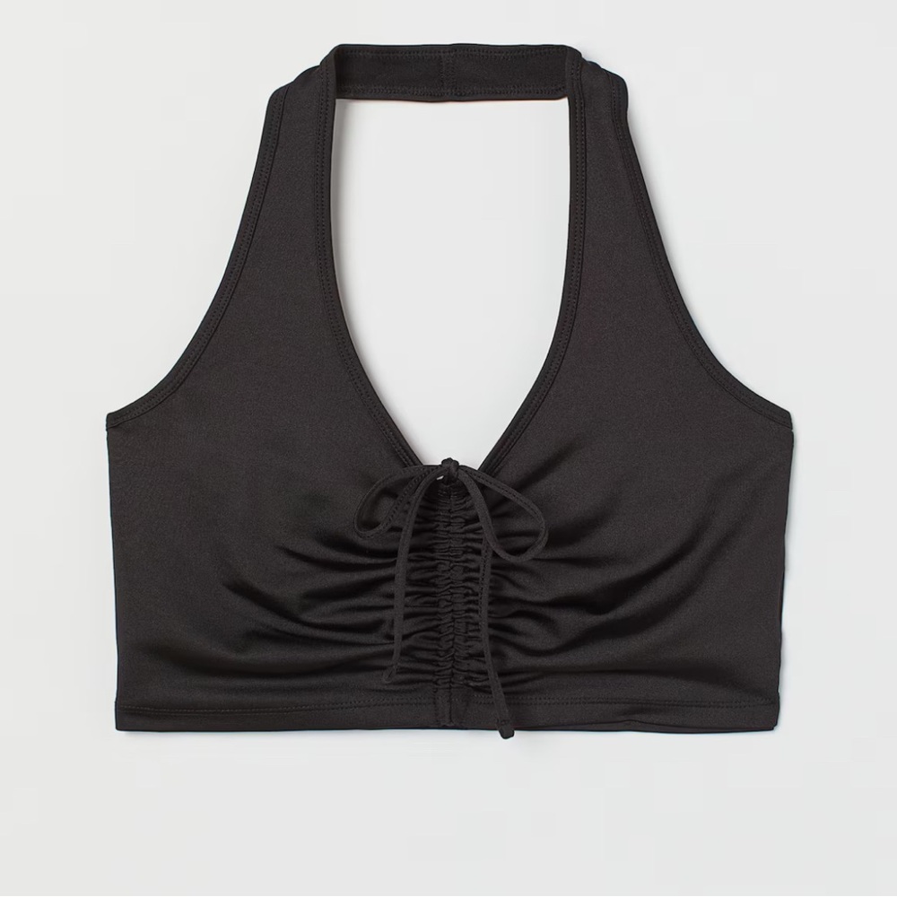 H&M Black Cropped Halter Neck Top Large